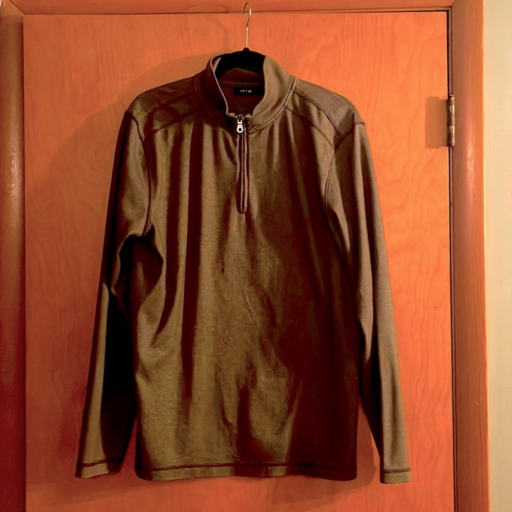 Brown Quarter Zip Pullover, Size Large